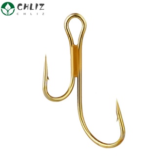 CHLIZ 20pcs Âncora Gancho De Peixe , Anzol Duplo De Aço Com Alto Carbono Antiderrapante Pesca Barbado Dourado Durável em Oferta na Shopee