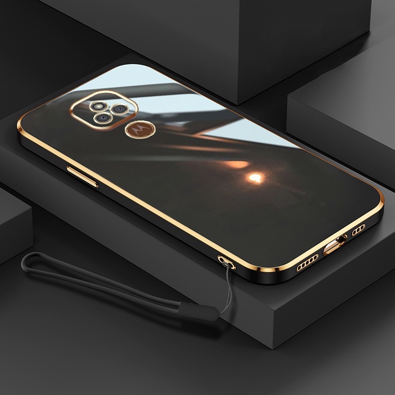 Capa De Luxo De Borda Reta Estilo Lanyard Para Motorola Moto E7 E7 Plus Novo Design Quadrado De Telefone