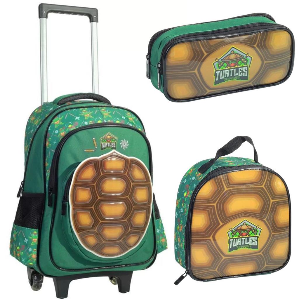 Kit Mochila Rodinha Lancheira Estojo Tartarugas Ninja Yepp