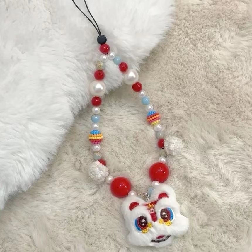 Lion Wakening Chinese Style Plush Cute Car Keychain Telefone Celular Pingente Ano Novo Cultural Criativo Homens Mulheres Ornamentos Presentes do Festival da Primavera