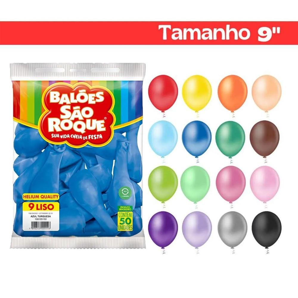 Balão Bexiga Látex Festa Redondo Tamanho 9 c/50 Unidades - São Roque