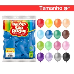 Balão Bexiga Látex Festa Redondo Tamanho 9 c/50 Unidades - São Roque