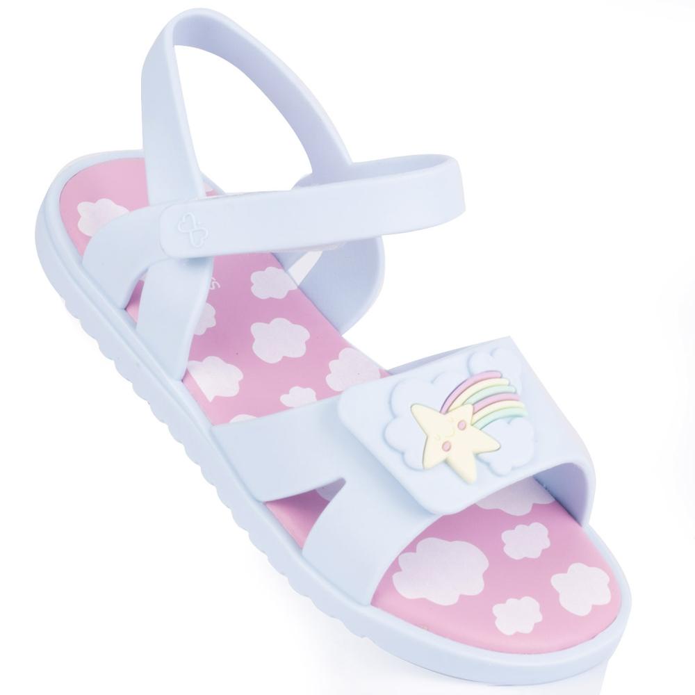Sandália Feminina  Infantil WorldColors Dreams Kids - Azul Acqua/Rosa