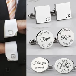 Vnox Homem Personalizado Botões De Punho De Camisa , Nome ID Presentes De Casamento Aço Inoxidável Jóias Presente