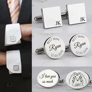 Vnox Homem Personalizado Botões De Punho De Camisa , Nome ID Presentes De Casamento Aço Inoxidável Jóias Presente