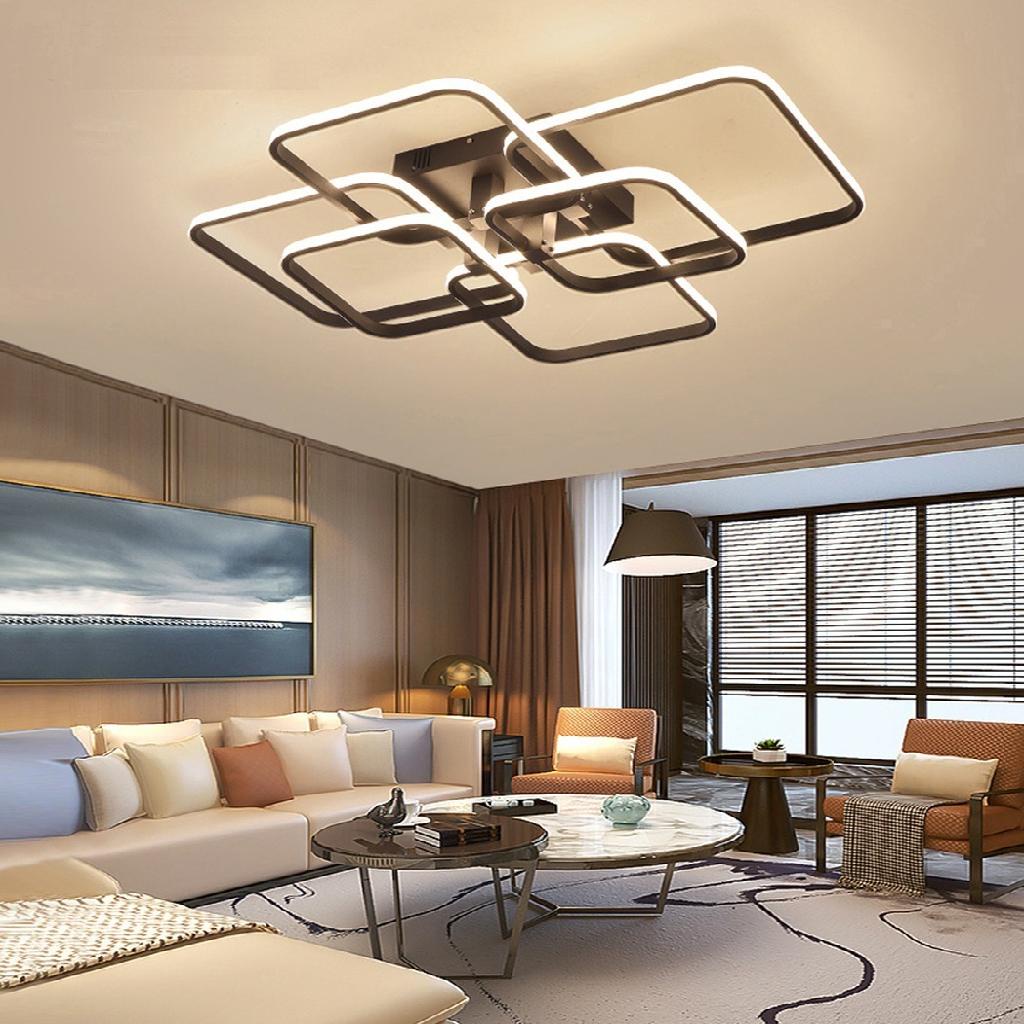 Lustre De Led Preto Luminária Moderna 3 Cores Controle Remoto 70w