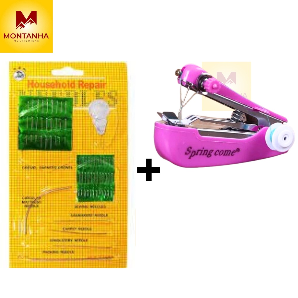 Mini Máquina De Costura Manual Portátil De Mão + Jogo De Agulhas Artesanato Agulha Linha