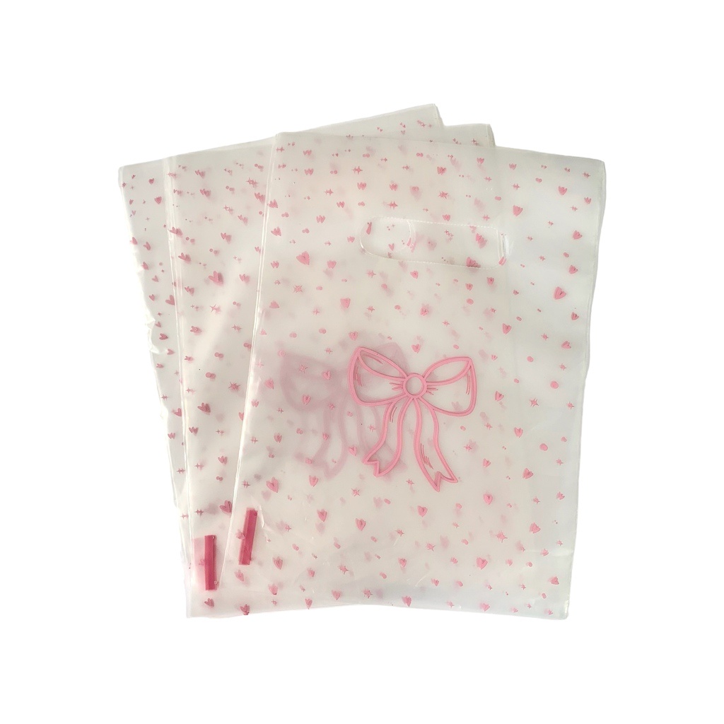 Sacola Boca de Palhaço Transparente Lacinho Rosa (27x19,5cm) em Oferta na Shopee
