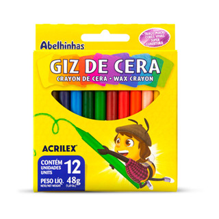 GIZ DE CERA ESCOLAR ABELINHA 12 CORES 48G - ACRILEX