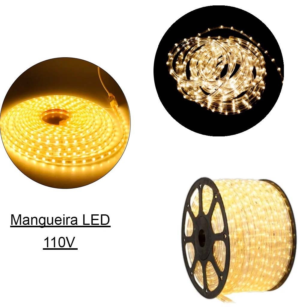 Mangueira LED branco-quente 110v + Fonte de energia 2 Metros 5 Metros 10 Metros