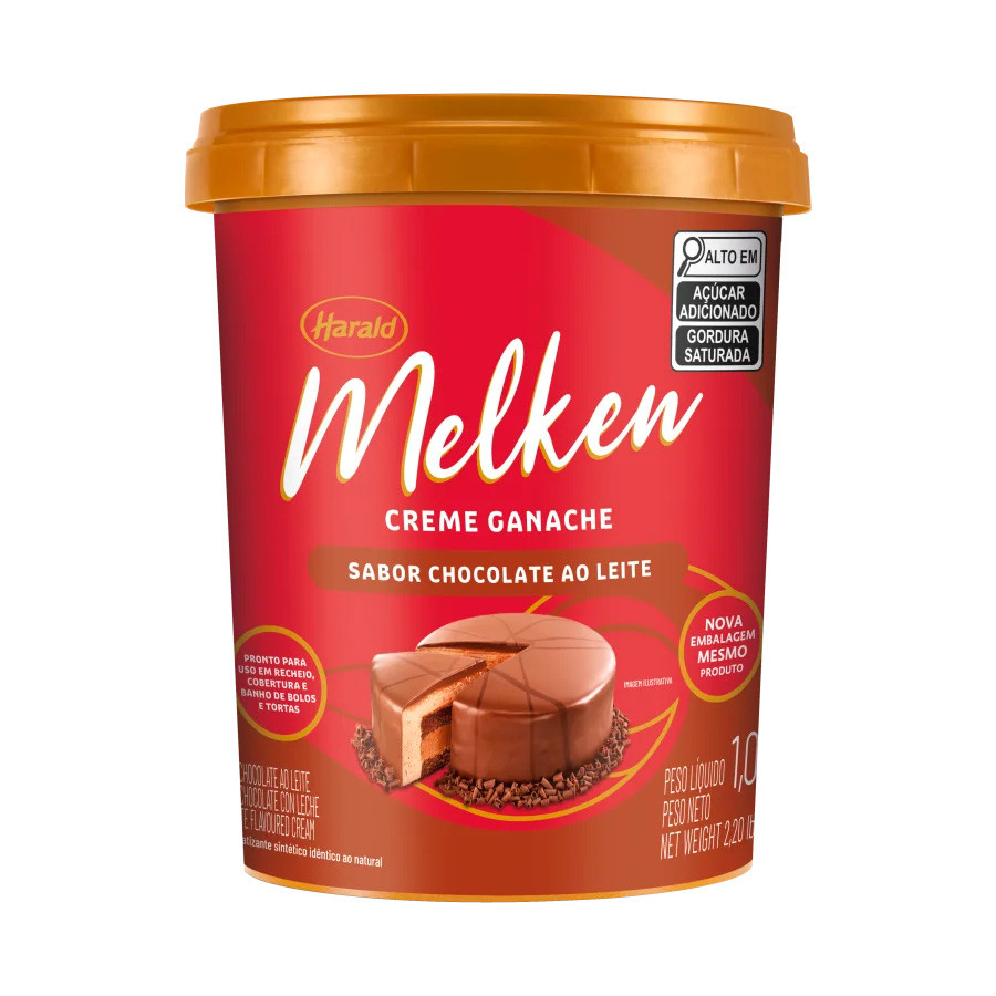Recheio Sabor Chocolate ao Leite Melken - 1,0kg - 1 unidade - Harald - Rizzo em Oferta na Shopee