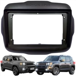 MOLDURA JEEP RENEGADE 2015 A 2019 PARA PAINEL MULTIMÍDIA 9 POLEGADAS 2 DIN MP5 PRETO