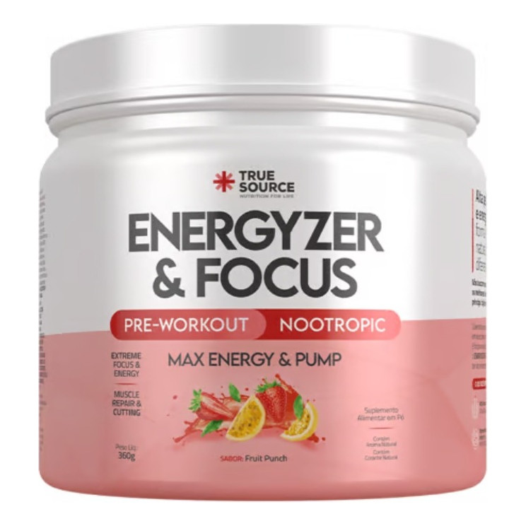 Energyzer E Focus 360g True Source Pré-treino Foco E Energia - Fruit Punch