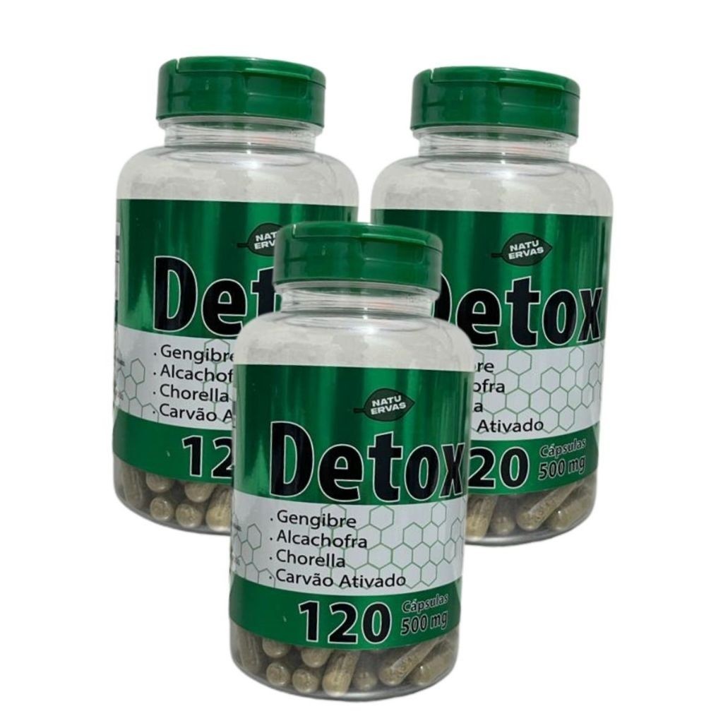 Detox 100% natural 120 capsulas de 500 mg (1-2-3- potes) em Oferta na Shopee