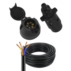 Kit Tomada Engate Carretinha 6 Polos Cabo PP 5 Vias 1mm² Carreta Completo Reboque 5 10 15 20 25m