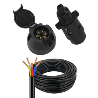Kit Tomada Engate Carretinha 6 Polos Cabo PP 5 Vias 1mm² Carreta Completo Reboque 5 10 15 20 25m em Oferta na Shopee