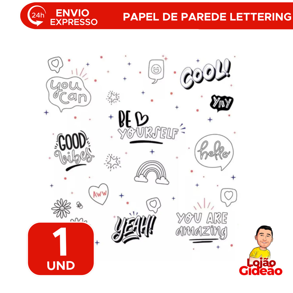 Papel De Parede Lettering Adesivo 10m X 45cm Quarto Sala Cozinha
