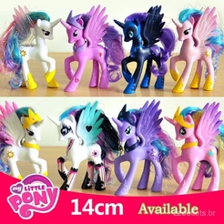 Boneca My Little Pony, Bonecas Princesa Celestia, Luna, Cadance, Fluttershy, Unicórnio, Pinkie Pie, Applejack
