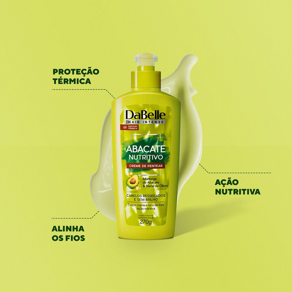 Detalhes do DaBelle Hair Abacate Nutritivo - Creme de Pentear 270g