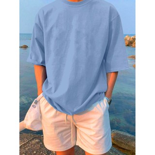 Blusa Oversized Azul Bebê Academia Lisa Unissex Camiseta Larga Confortável T Shirt Plus Size em Oferta na Shopee