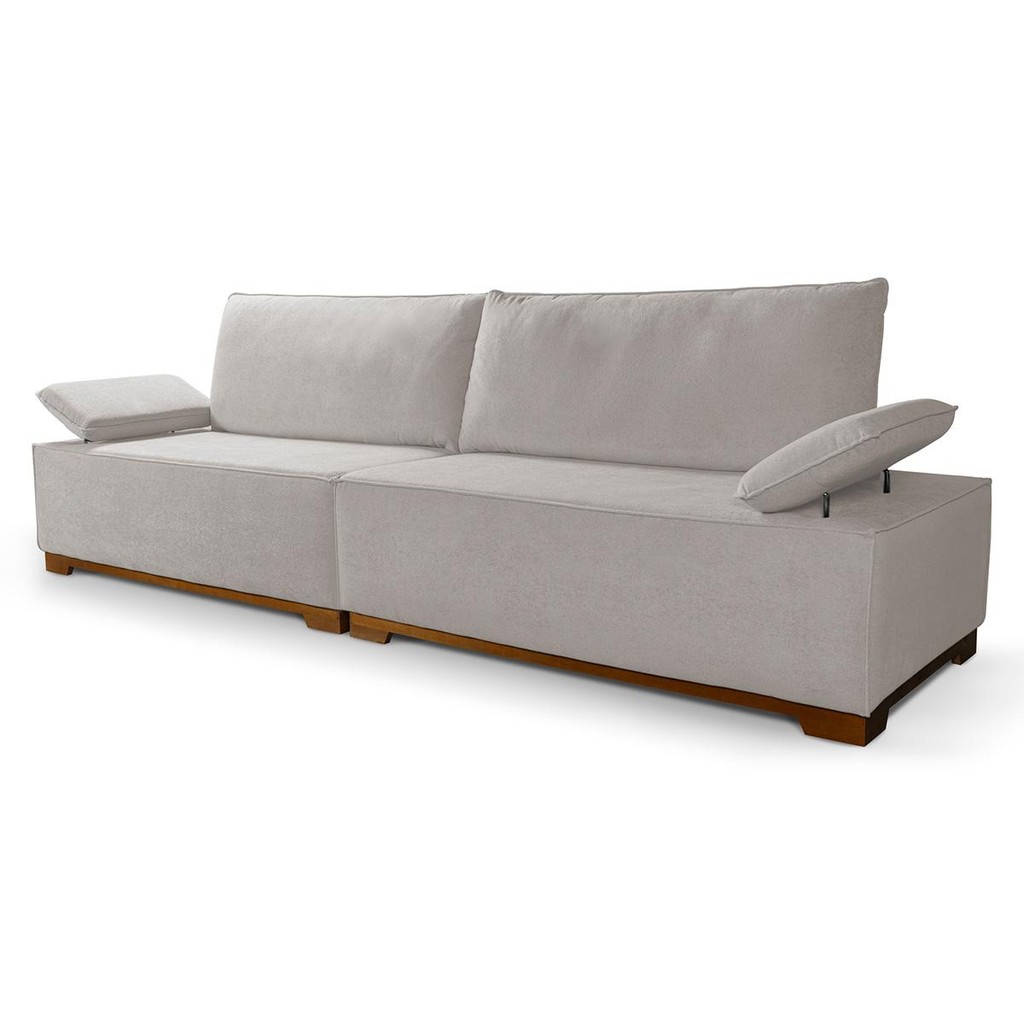 Sofá Living Braço Articulado Deluxe 2,50m Bouclê Off White em Oferta na Shopee