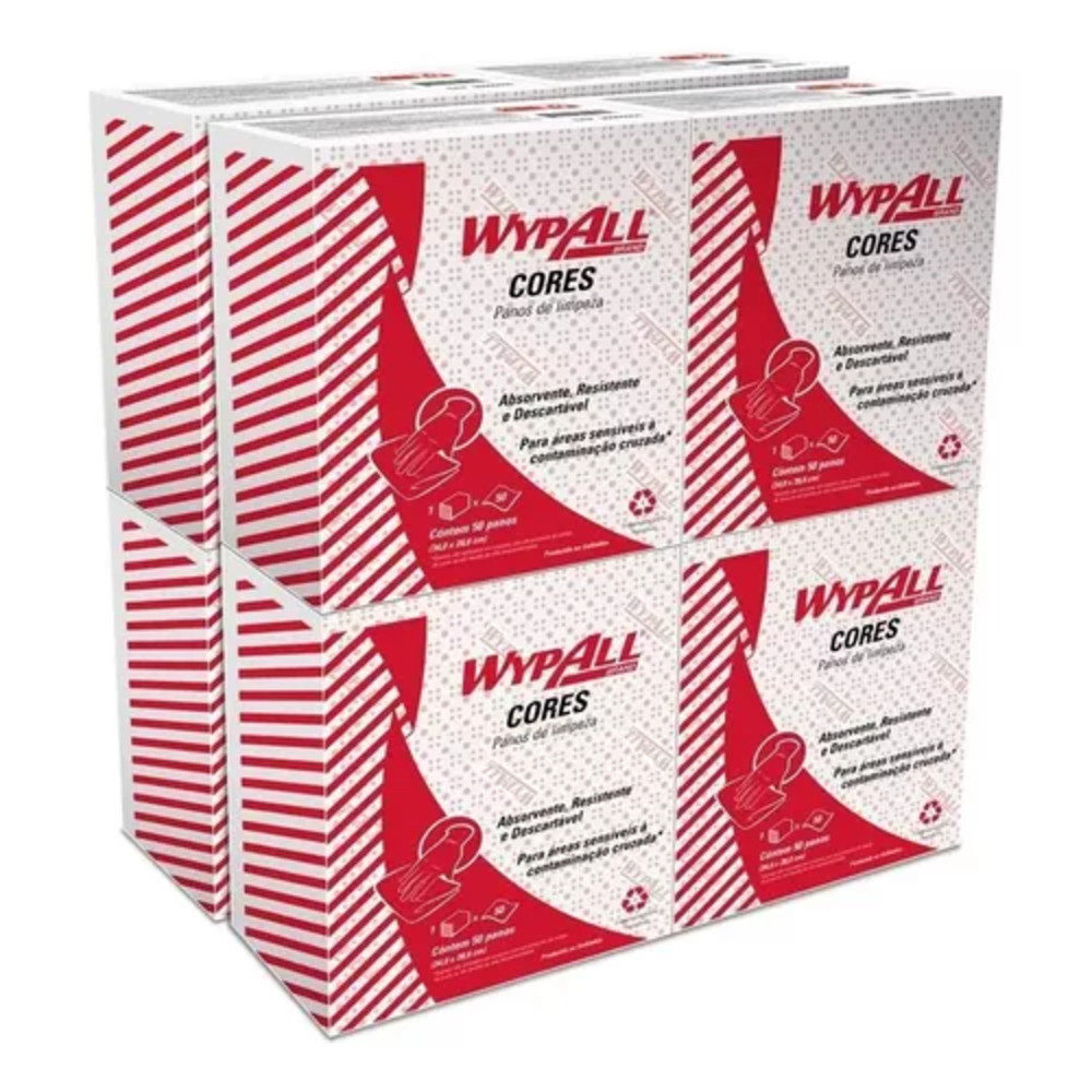 8 Panos Limpeza WypAll X50 Vermelho 8X50 panos Kimberly