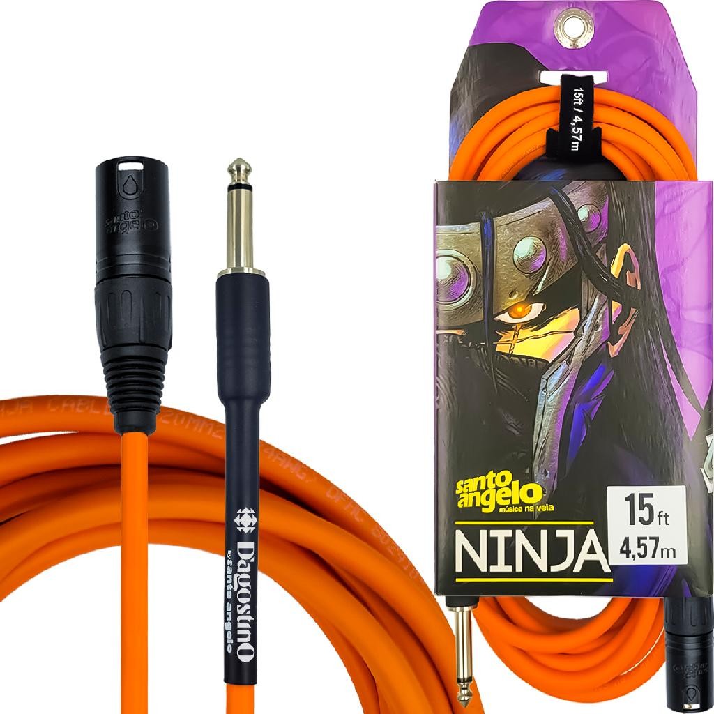 Cabo para Microfone 4,57 Metros 15 ft Laranja DAgostino by Santo Angelo Ninja P10 XLR Macho em Oferta na Shopee