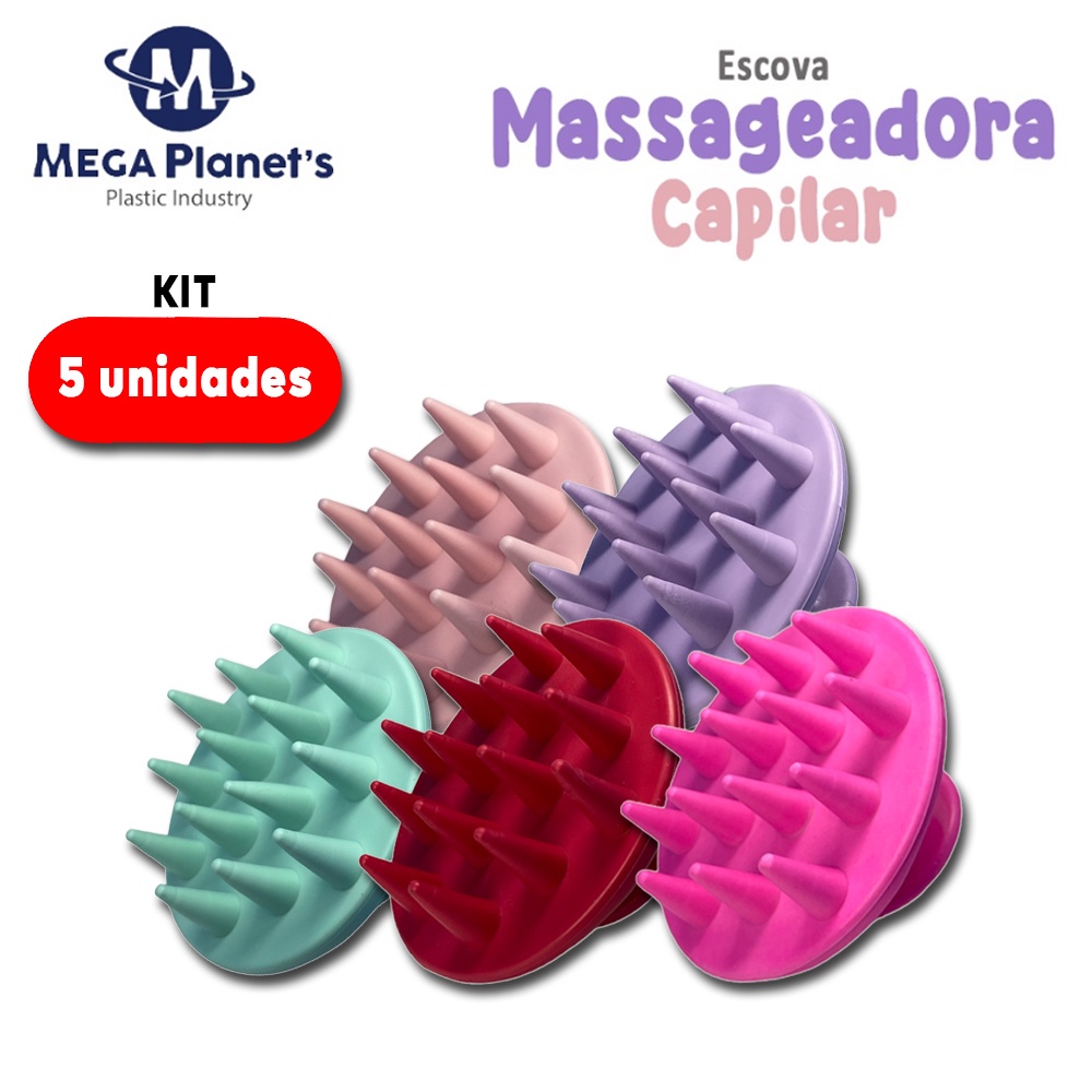 KIT com 5 Escova Massageadora Capilar|Kit de Beleza Completo | Cuidado Capilar Inovador | Massagem Capilar | Beleza