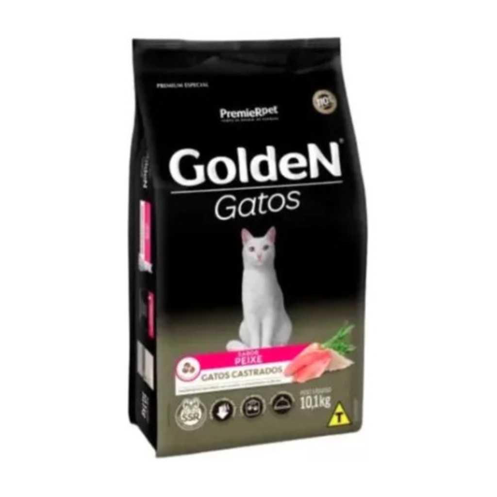 Ração Premier Golden Para Gatos Adultos Castrados Peixe 10,1kg