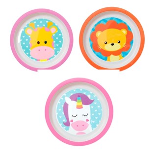 PRATO RASO INFANTIL FUN ANIMAL ESTAMPADO BUBA