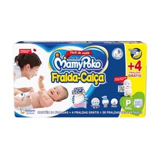 Fralda Calça MamyPoko Super Seca Tamanho P 34 + 4 Unidades Descartáveis
