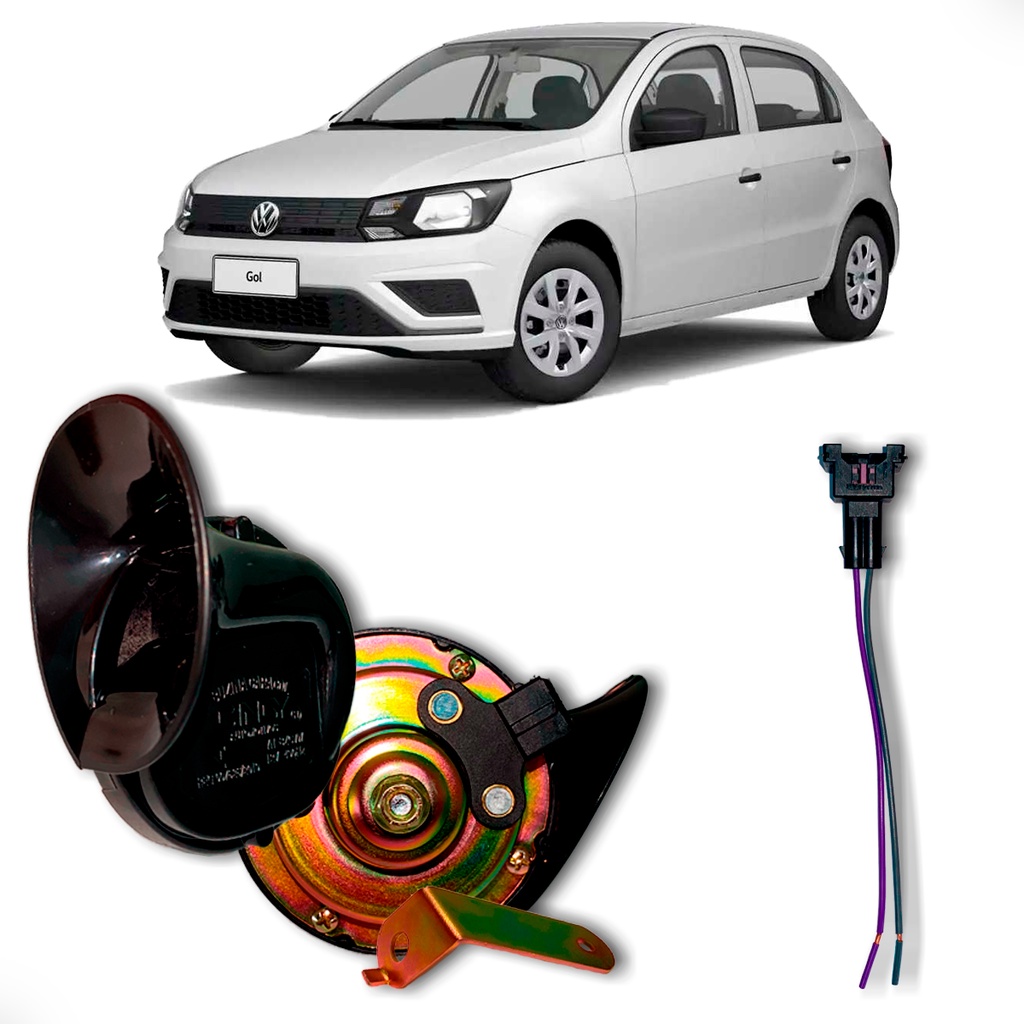 Buzina Caracol Veicular VW Volkswagen Universal Cinoy + Chicote Plug Adaptador P/ Buzina em Oferta na Shopee