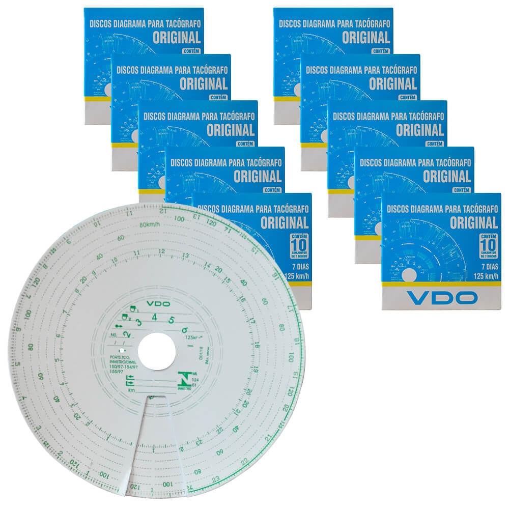 Kit 10 Caixas Disco Diagrama Tacógrafo Semanal 125km 7d Vdo em Oferta na Shopee