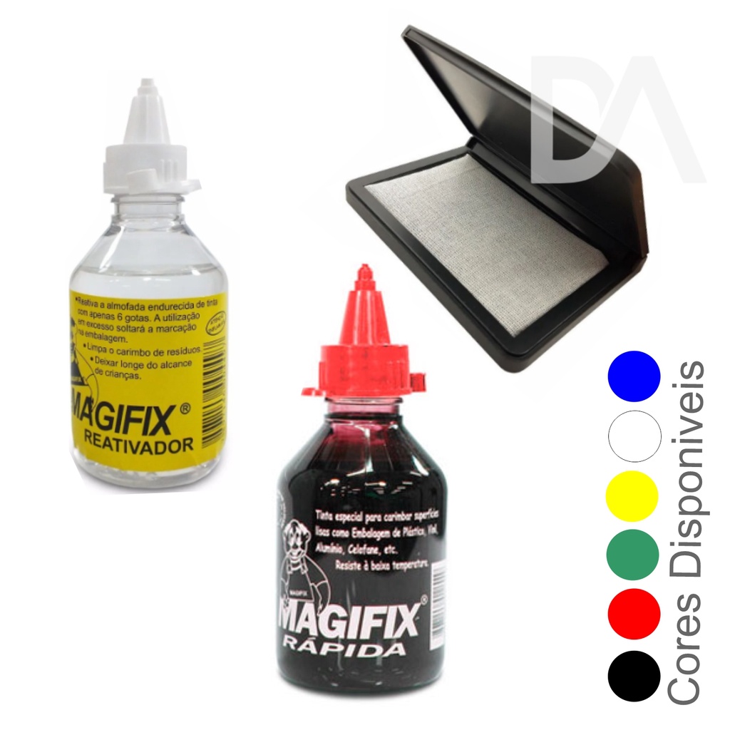 Kit Tinta rápida carimbo reativador almofada isopor plastico Vinil Congelador