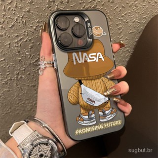 Personagem de desenho animado mochila Ursinho Apple estojo prata estojo para iPhone 15promax 15pro 15 14 13 12 11 pro max 14promax 13promax 11promax xr xsmax 7 8 plus capa protetora anti-queda