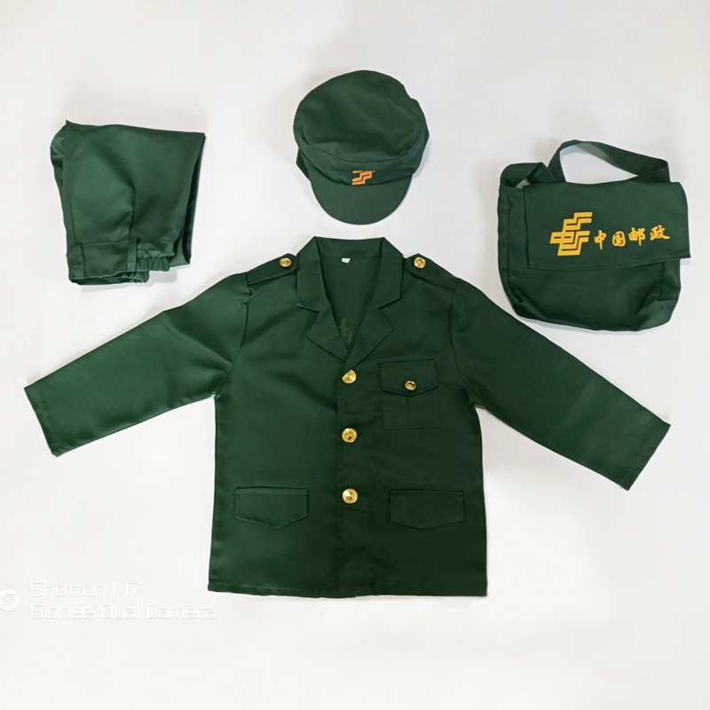 Traje profissional para crianças do jardim de infância, roupas de carteiro, mochila, venda de música, traje de papel Pos