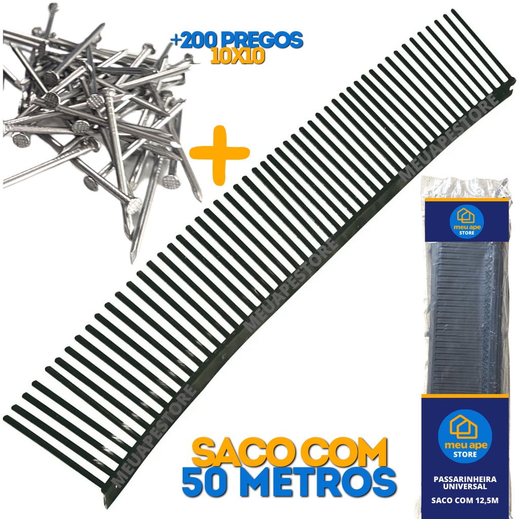 Tela Passarinheira Universal Preta Caixa 50M +500 Pregos