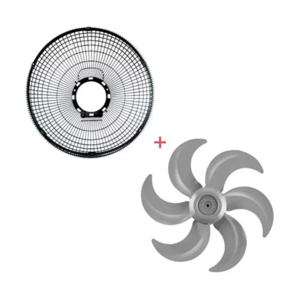 GRADE TRASEIRA + HELICE PRATA VENTILADOR MONDIAL PRETO 30cm