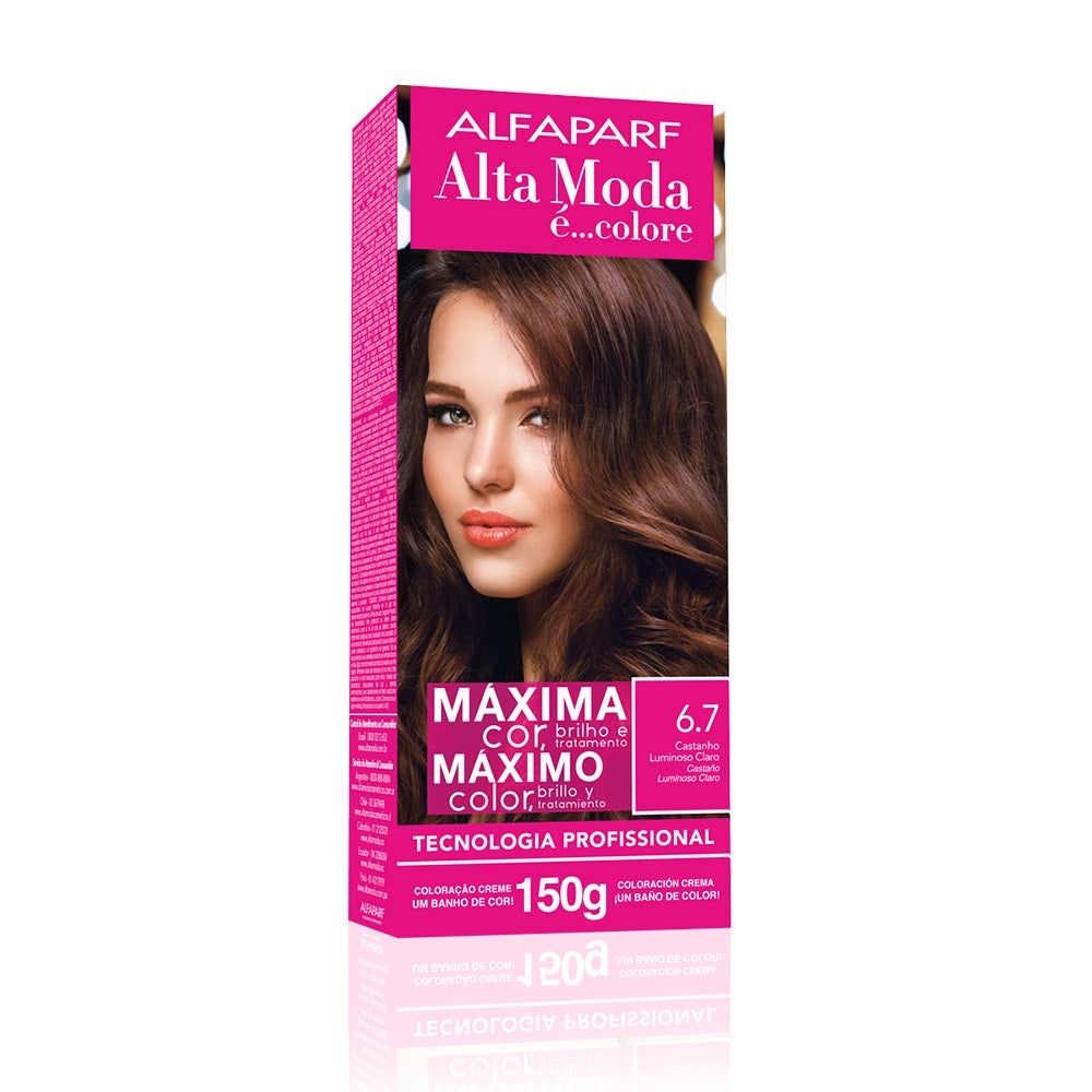 Tintura Alta Moda 6.7 Castanho Luminoso Claro em Oferta na Shopee