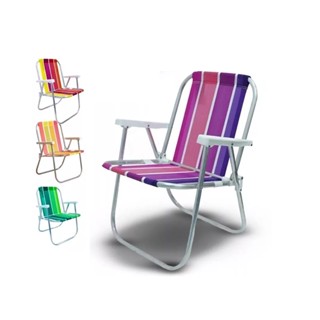 Cadeira Dobrável Alta Para Camping E Praia 110kg Belfix