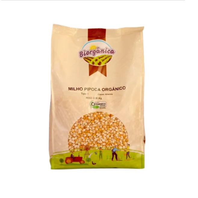 Milho de Pipoca Orgânico 2kg Biorgânica Não Transgênico em Oferta na Shopee