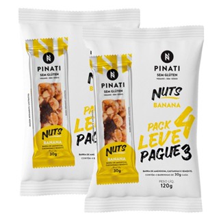 Barra de Cereais Pinati Nuts Banana Leve 4 Pague 3 com 4 unidades | Kit com duas unidades