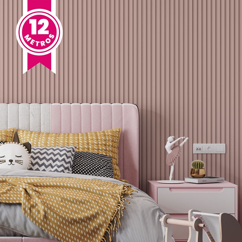 Papel de Parede Adesivo Ripado de Madeira Em Tons Rosa 12m em Oferta na Shopee