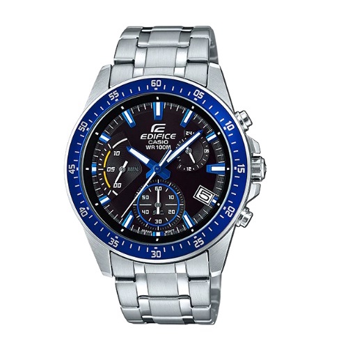 Relógio Casio Masculino Edifice Prata Azul Prova D´Agua Original Presente Moda Gift Aniversário Tendência Estilo Homem Esposo Marido Namorado Pai Barato EFV-540D-1A2VUDF