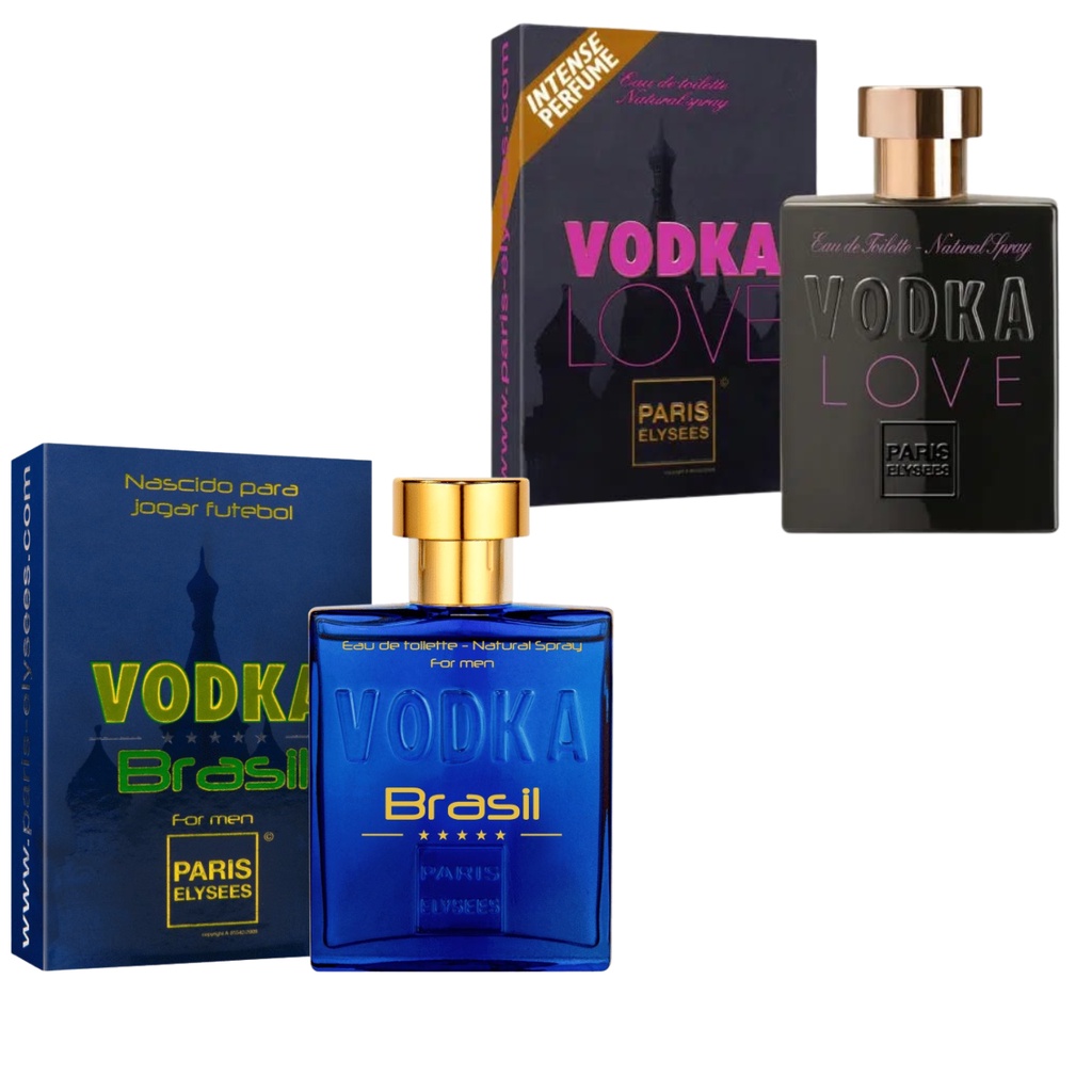 KIt 2 Perfumes Vodka Love E Vodka Brasil Azul Paris Elysees