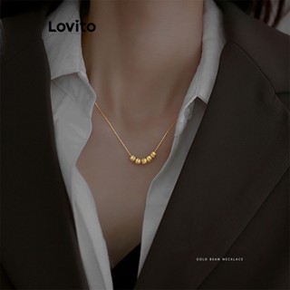 Lovito Colares Elegantes de Contas de Transferência para Mulheres LFA05347 (Dourado)