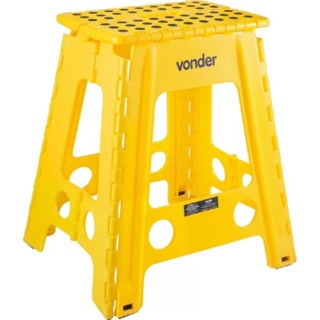 Banqueta Plástica Dobrável, Amarela, Altura 450 mm Aguenta até 150kg VONDER 3540045001 em Oferta na Shopee