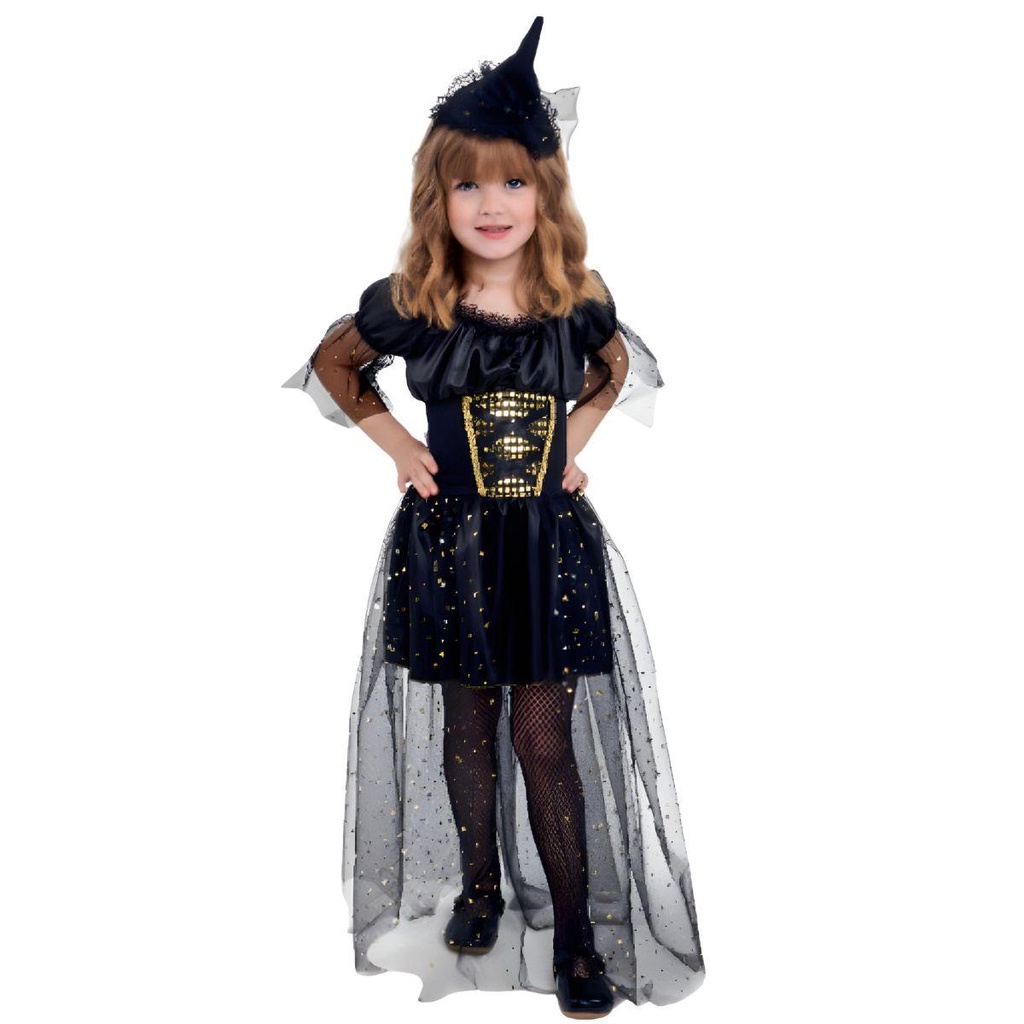 Fantasia Bruxinha de Halloween Infantil Super Luxo Com Chapeu em Oferta na Shopee