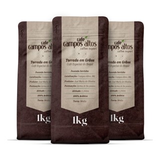 KIT 3 pacotes de Café Especial Torrado Em Grão 1 Kg - Café Campos Altos