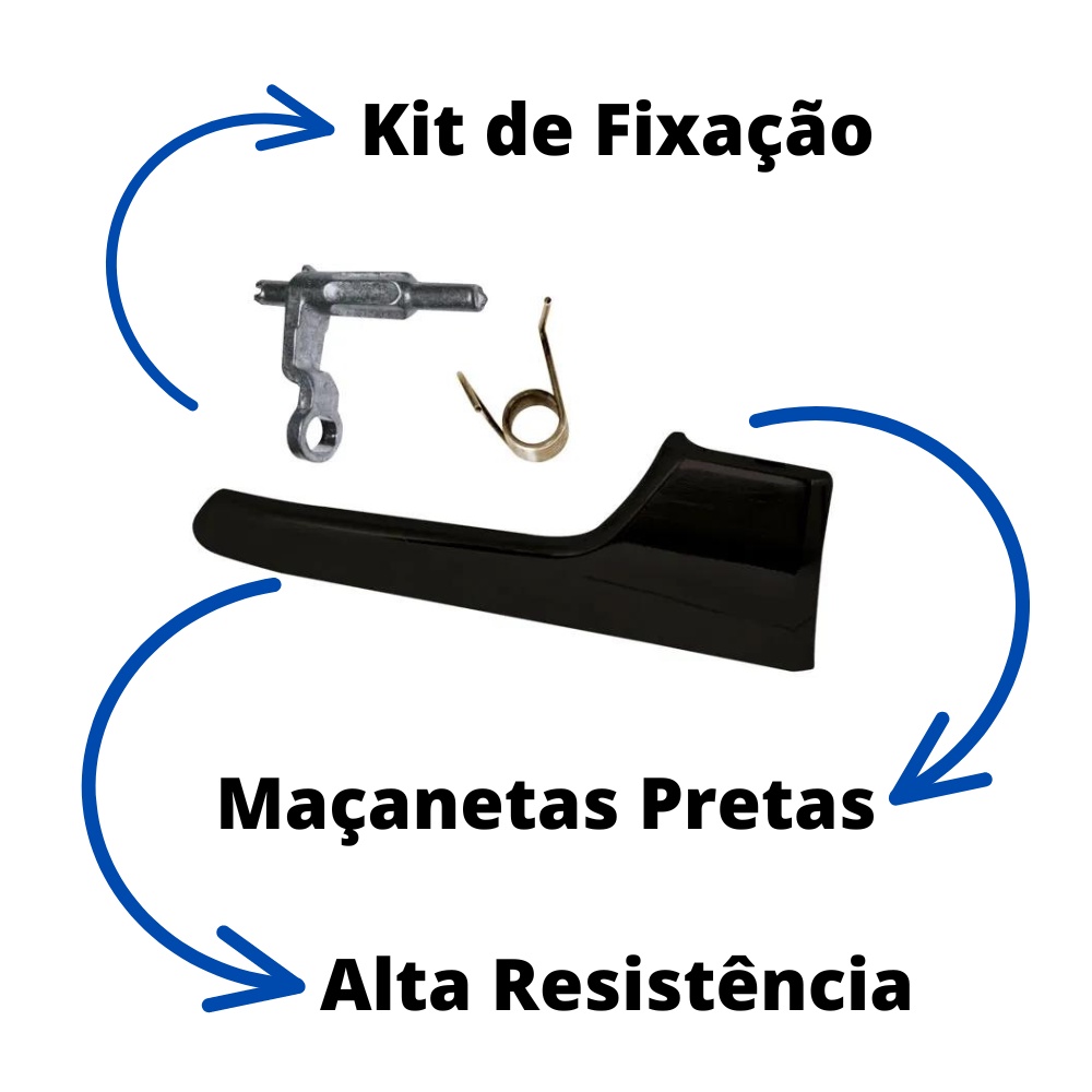 Detalhes do Par Maçaneta Interna Gatilho Preto Portas Dianteira Vectra 05 A 11